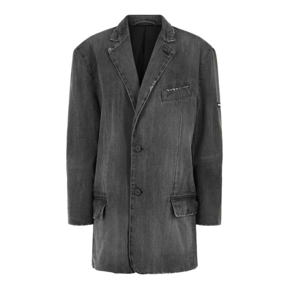 Balenciaga Stonewashed Denim Blazer Grey Womens